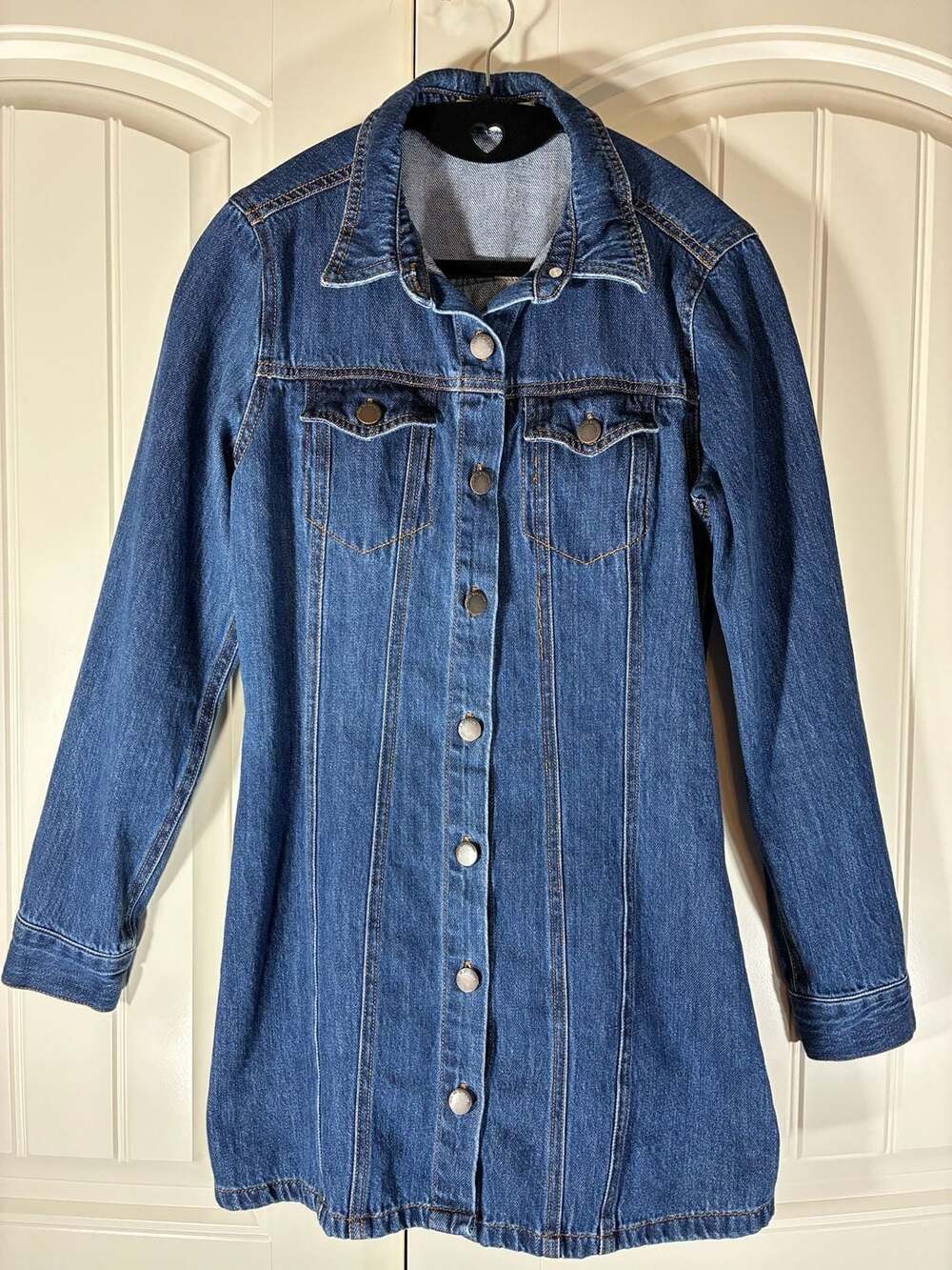 Life In Progress Denim Button-Front Dress Size S/P Blue